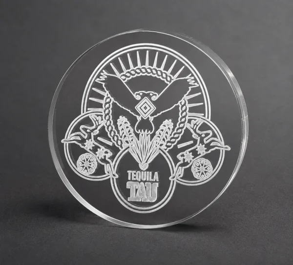 Acrílico redondo grabado a láser con diseño personalizado